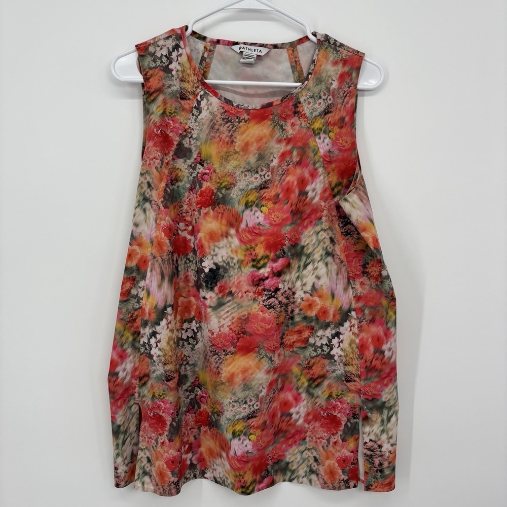 Athleta Refined Zephyr Floral Tank Top Women's Size Medium Renewed Bloom Gym Run
